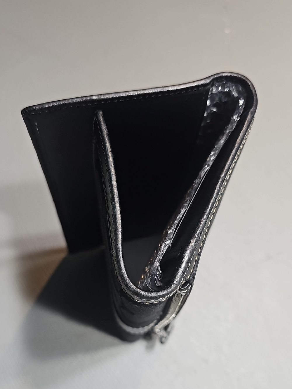 Coach VTG Blk. Signature Jacquard Canvas & Leather Trifold Wallet With Checkbook - Picture 5 of 12
